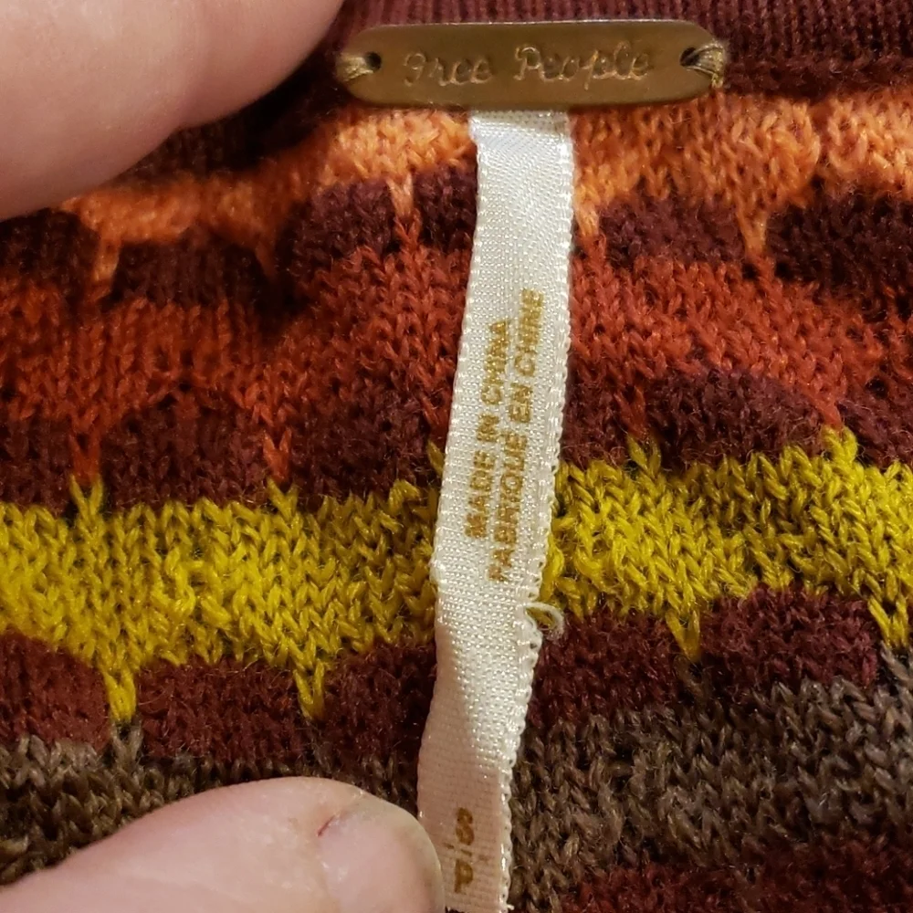 Free people striped ribbed sweater long orange